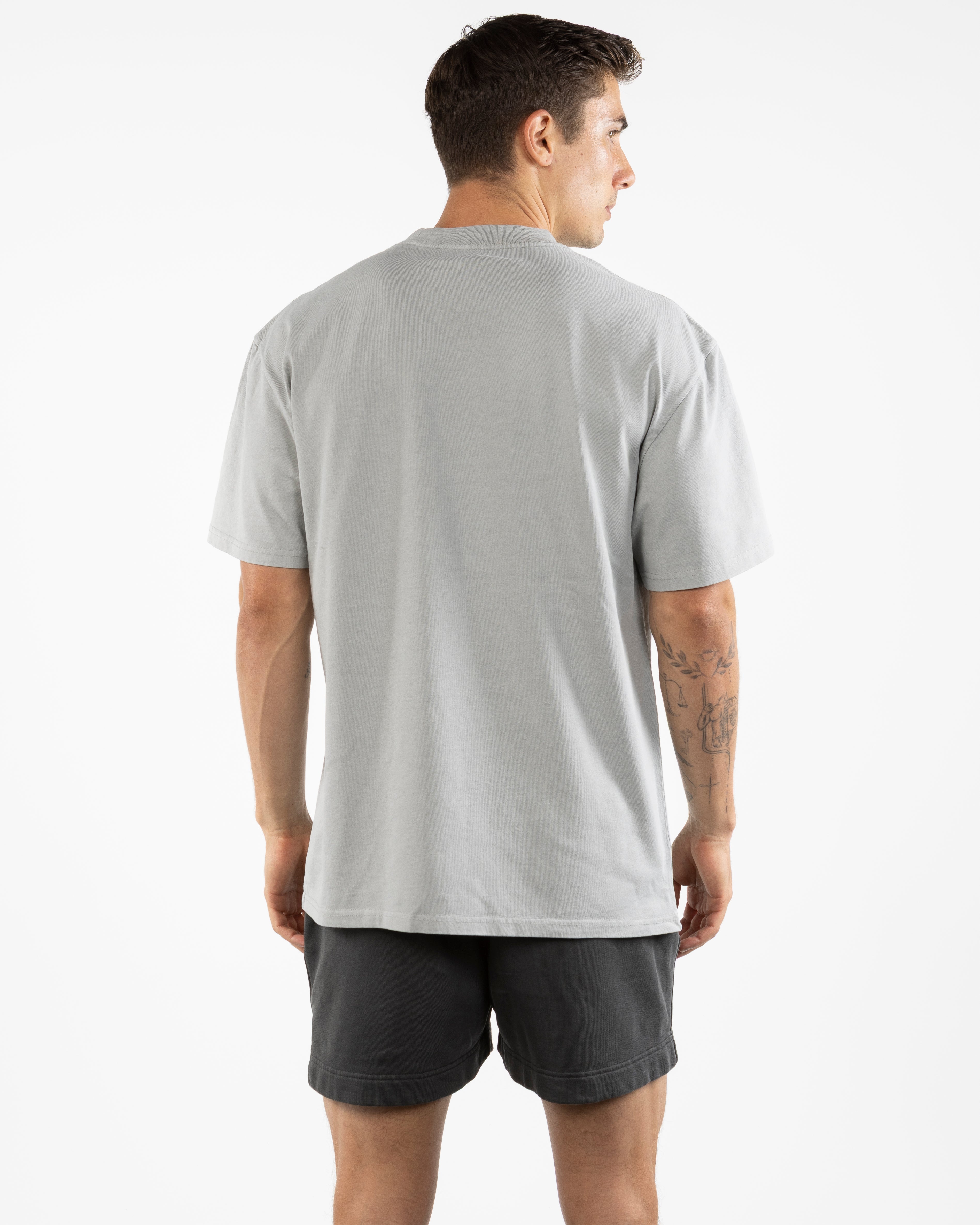 The Mens Boxy Tee - Storm - Try Smile Collective - Left Chest & Back Smiley - Printed - Full Color