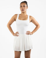 The Scoop Back Dress - White - Gladden Gains - Center Chest - Printed - Black