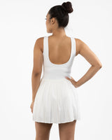 The Scoop Back Dress - White - Gladden Gains - Center Chest - Printed - Black