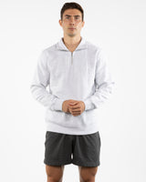 The Mens 1/4 Zip - White Heather - Spa Kingston - Chest Stacked & Right Wrist - Printed - Black