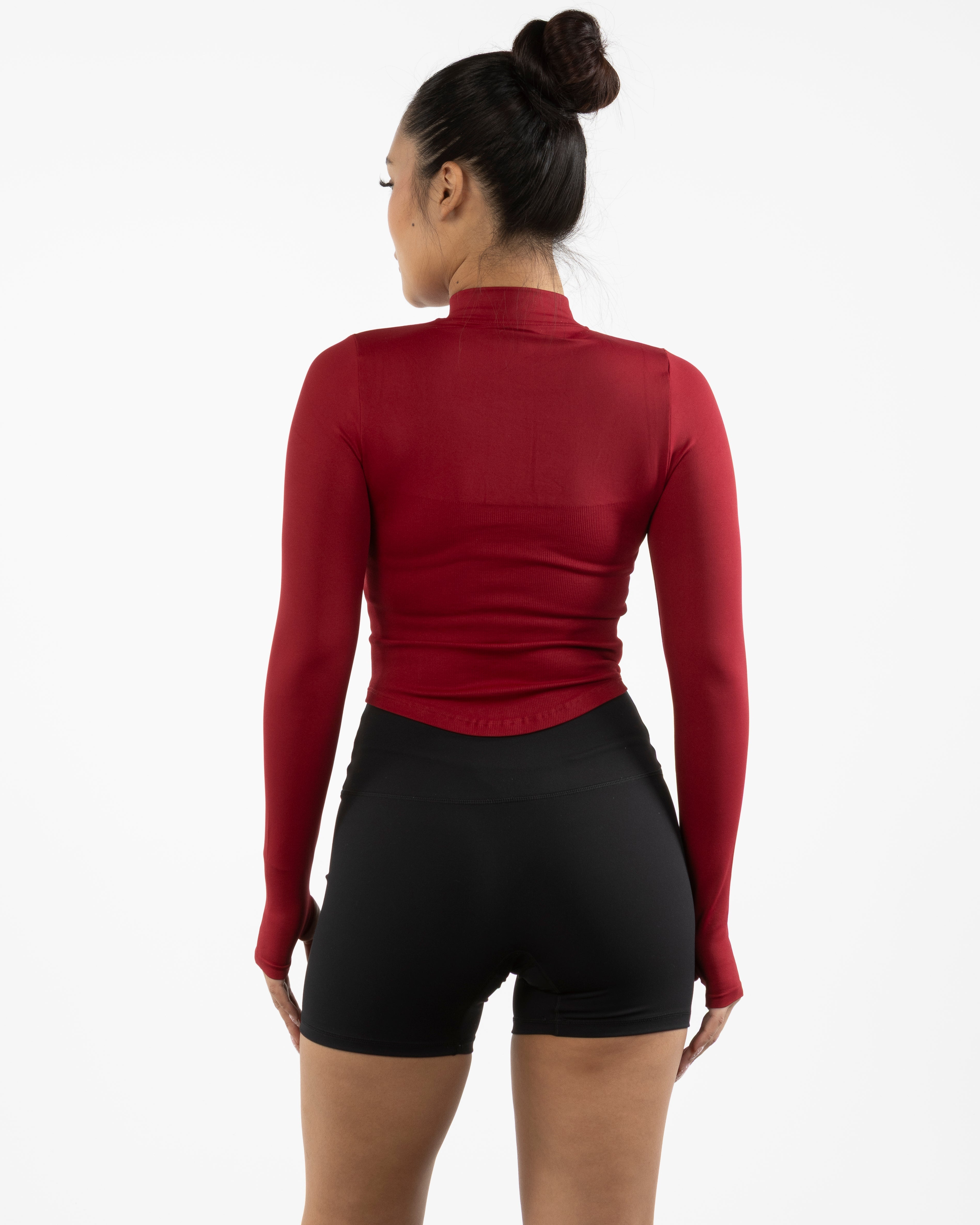 The 3/4 Crop Zip Jacket - Red - Mad House - Left Chest "MH" & Back Stacked - White