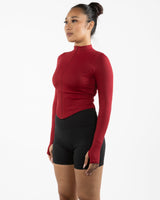 The 3/4 Crop Zip Jacket - Red - Mad House - Left Chest "MH" & Back Stacked - White
