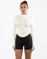 The 3/4 Crop Zip Jacket - Beige - Core Reform - Left Chest - Printed - Black