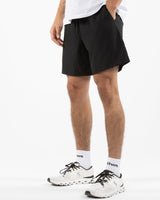The Mens Active Short  - Black - The Platform Studio - Left leg & Bottom Right - Printed - White