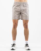 The Mens Beach Short - Mushroom - Pilates Powerhouse - Left Leg - Icon - Printed - Black