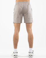 The Mens Beach Short - Mushroom - Pilates Powerhouse - Left Leg - Icon - Printed - Black