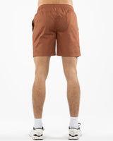 The Mens Beach Short - Clay - Rush Cycle Studio - Left Leg Stacked - Printed - Full color