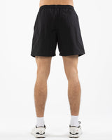 The Mens Swim Short - Black - NSpiers - Back Right Leg - Printed - White