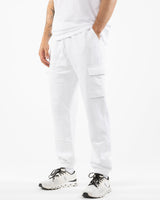 The Cargo Jogger - White - Movement Pilates Buffalo - Left Leg Stacked - Printed - Black