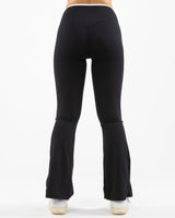 The Crossover Flare Legging - Black - HiLo - Back Waist - Printed - White