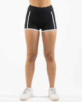 The Piped Short - Black - Sweatshack - Left Leg - Printed - Blue