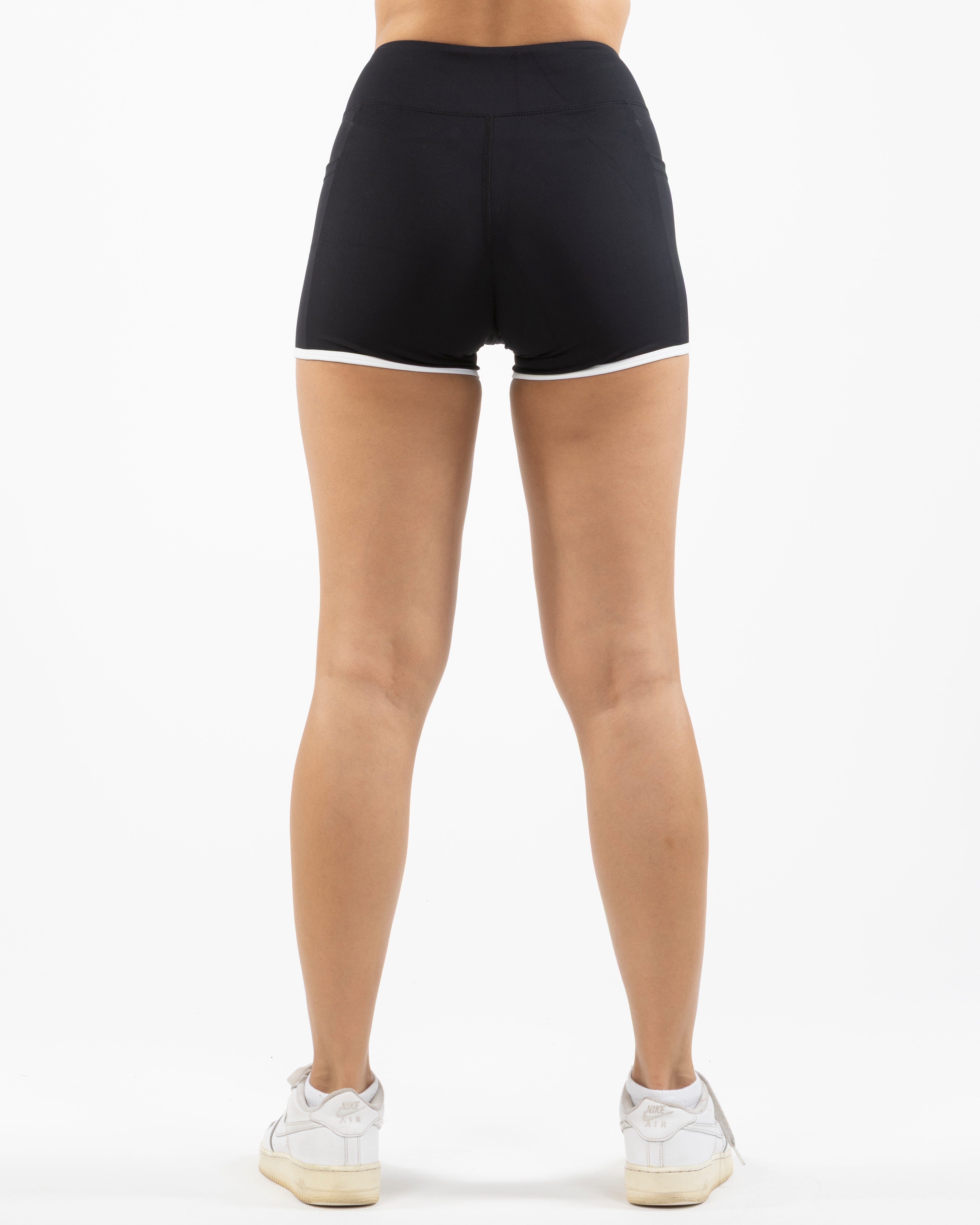 The Piped Short - Black - Sweatshack - Left Leg - Printed - Blue