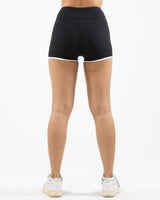 The Piped Short - Black - Sweatshack - Left Leg - Printed - Blue