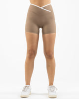 The Piped Crossover Short - Brown - The Whole You Wellness - Back Waistline - Printed - Full Color