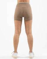 The Piped Crossover Short - Brown - The Whole You Wellness - Back Waistline - Printed - Full Color