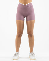 The Piped Crossover Short - Light Purple - The Whole You Wellness - Back Waistline - Printed - Full Color