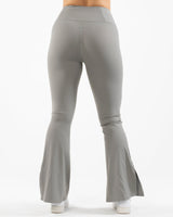 The Flared Side Split Legging - Grey - Platinum Pilates - Back Waist - Printed - White