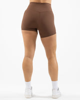 The Womens Sporty Pocket Short - Brown - Pilates Phoenix - Back Waistline - Printed - White