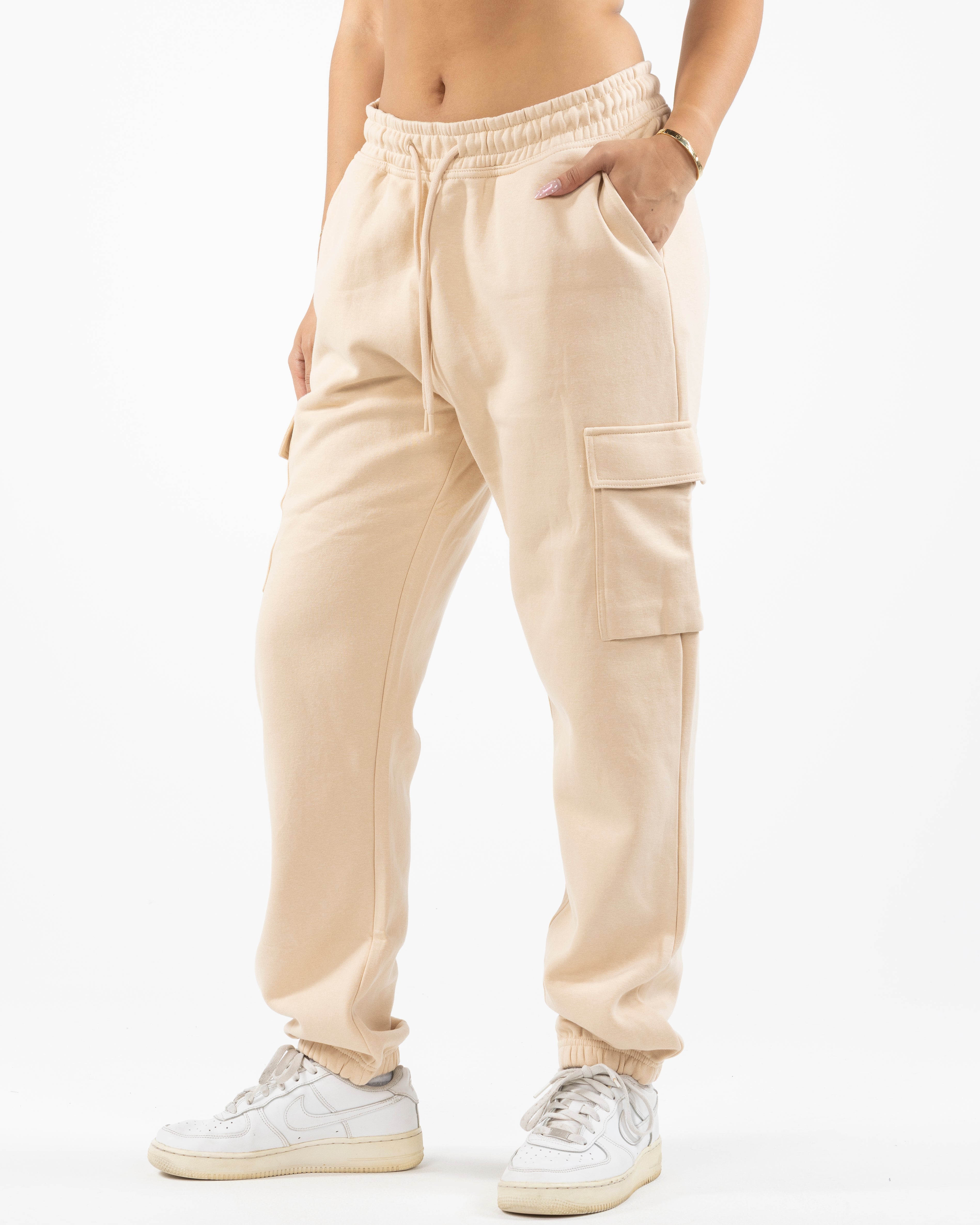 The Cargo Jogger - Nude - C2 Financial - Left Leg Stacked - Printed - Black