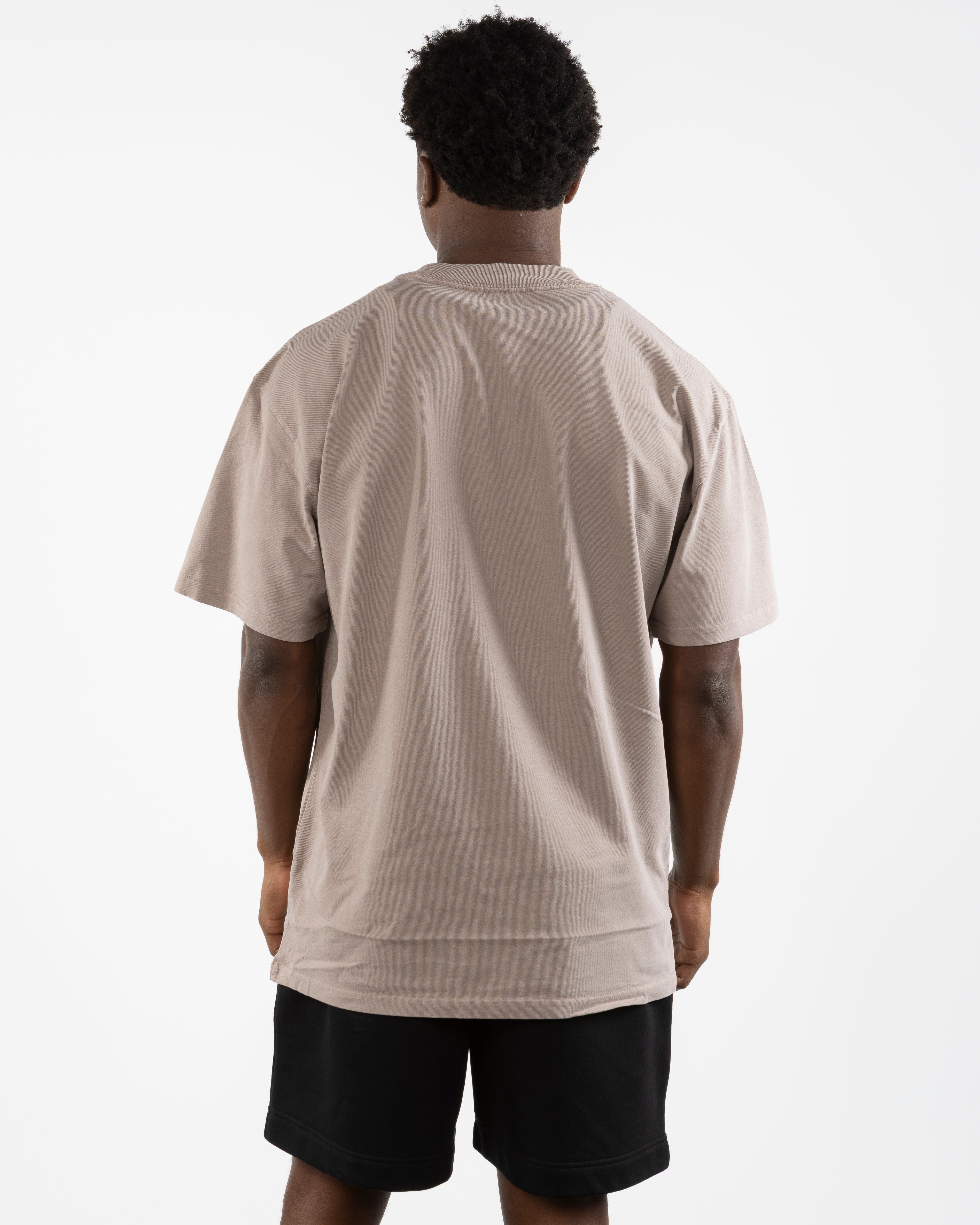 The Mens Boxy Tee - Mushroom - Core Allure Pilates - Left Chest Arc Stacked & Back Arc Stacked - Printed - Black