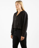 The Half Zip Hoodie - Black - Haus of Fitness - Left Chest Stacked & Back Round - Printed - Full Color
