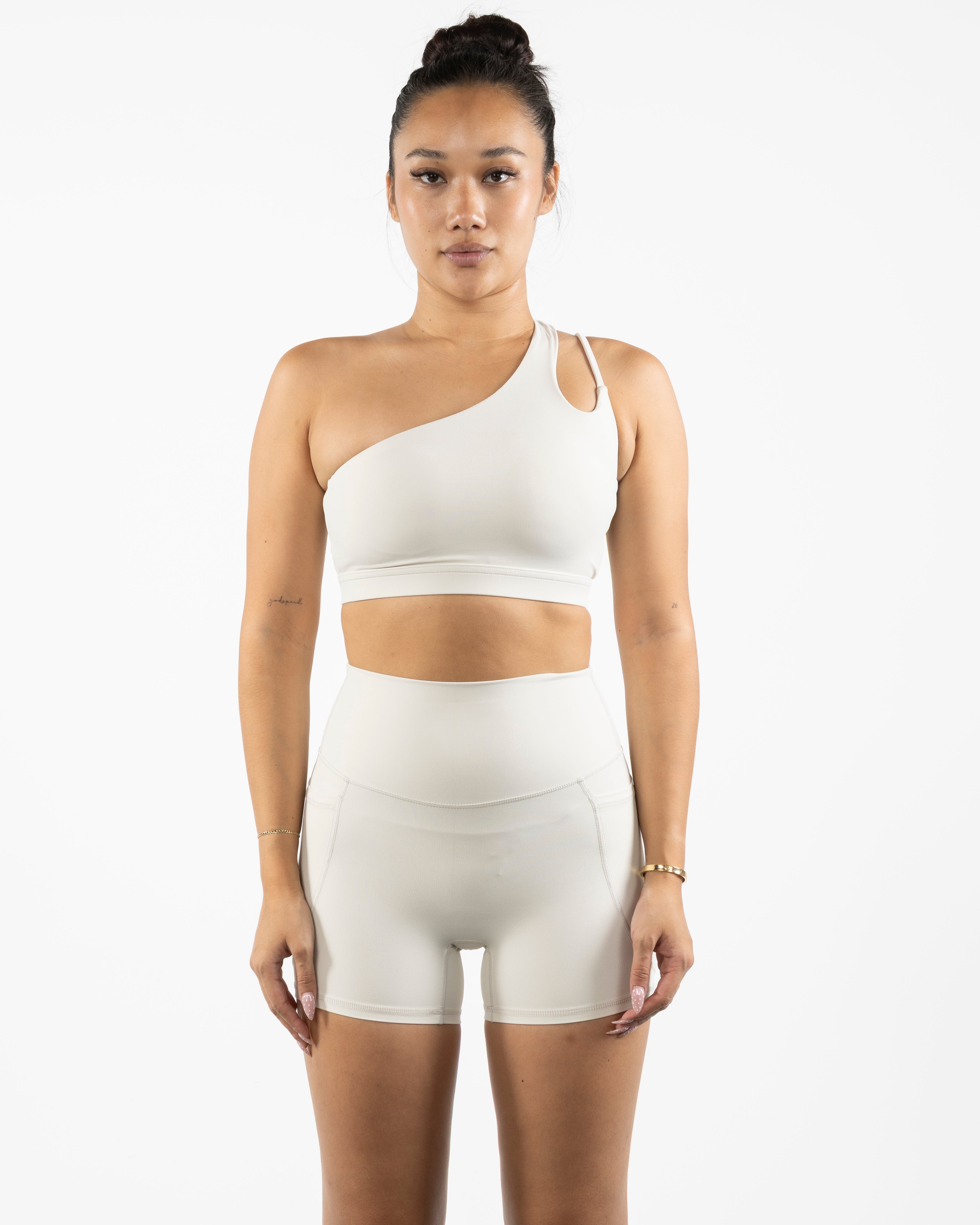 The One Shoulder Bra - Beige - Coach Code - Back Strap - Icon - Printed - White
