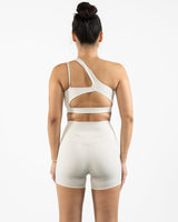 The One Shoulder Bra - Beige - Lagree Tahoe - Center Chest - Printed - Brown
