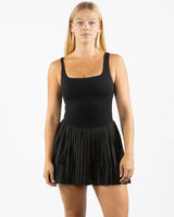 The Scoop Back Dress - Black - Gladden Gains - Center Chest - Printed - White