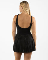 The Scoop Back Dress - Black - Gladden Gains - Center Chest - Printed - White