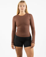 The Womens Sporty Long Sleeve - Brown - Core Crown Point - Center Chest - Printed - Full Color