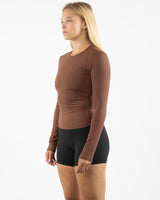 The Womens Sporty Long Sleeve - Brown - Core Crown Point - Center Chest - Printed - Full Color
