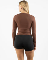 The Womens Sporty Long Sleeve - Brown - Core Crown Point - Center Chest - Printed - Full Color