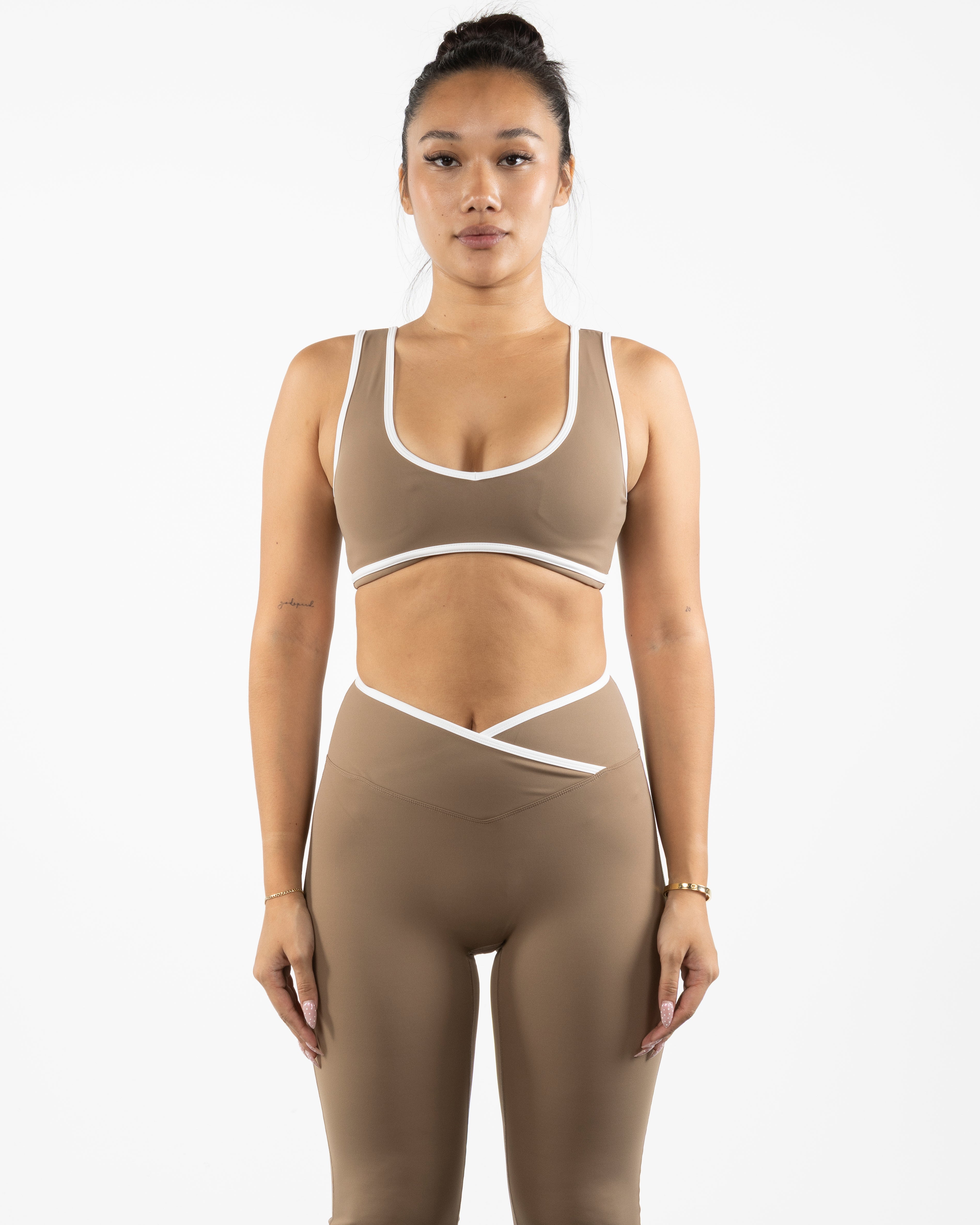The Piped Bra - Brown - The Whole You Wellness - Left Chest - Printed - Full Color