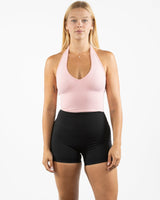 The Halter Tank - Pink - Gladden Gains - Center Back - Printed - White