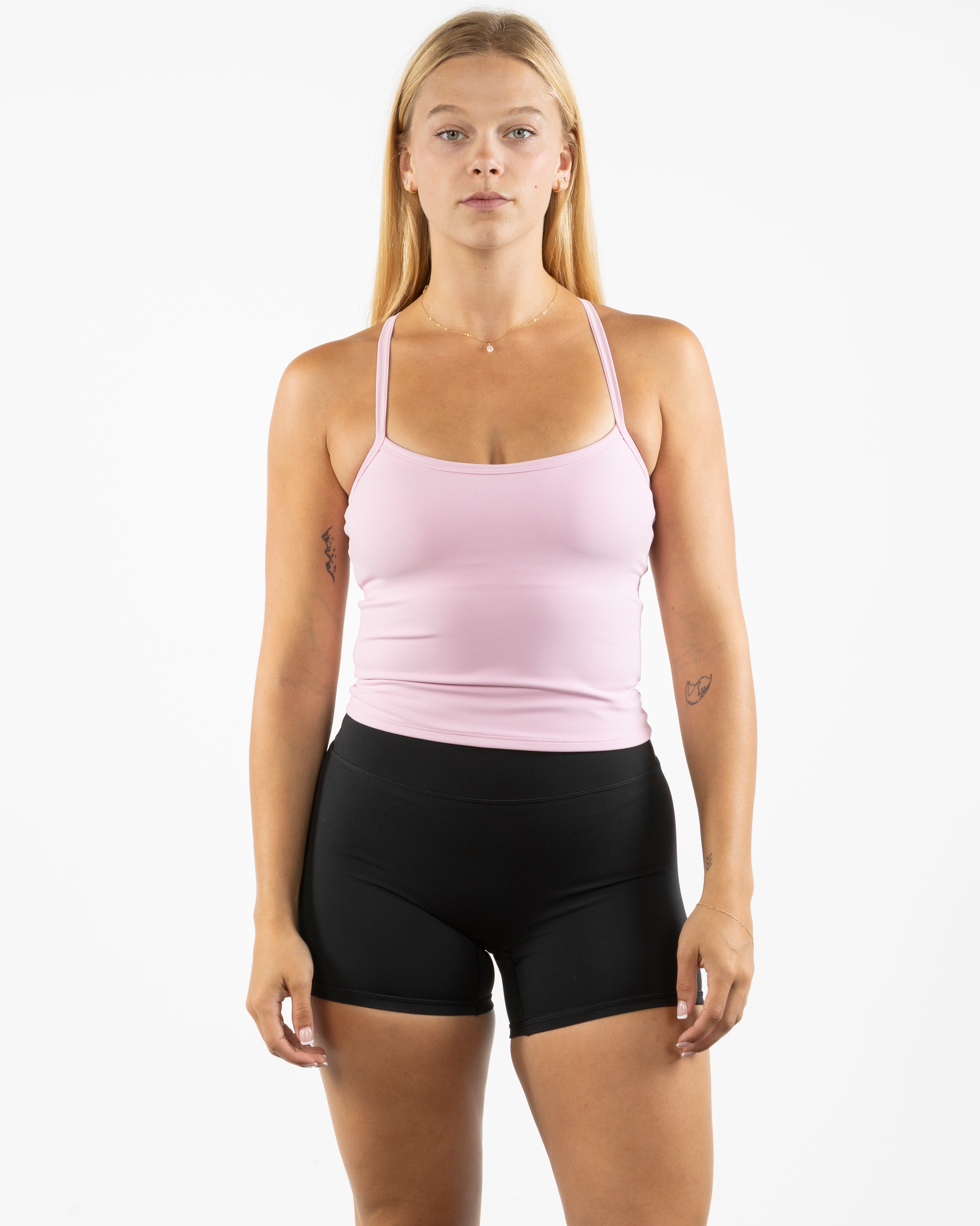 The Womens Sporty Tank - Pink - Evolve Collective - Center Back - Printed - White