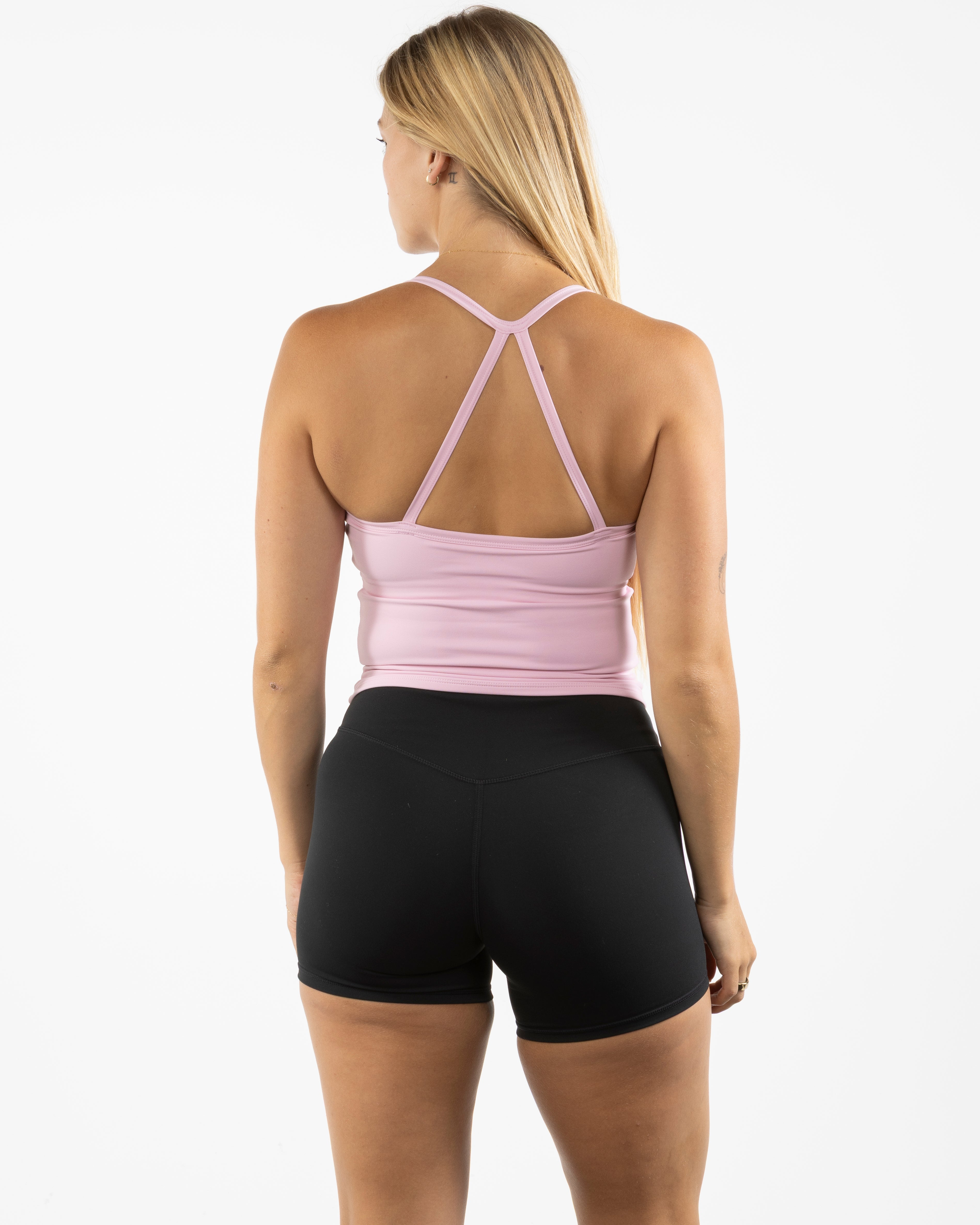 The Womens Sporty Tank - Pink - Evolve Collective - Center Back - Printed - White
