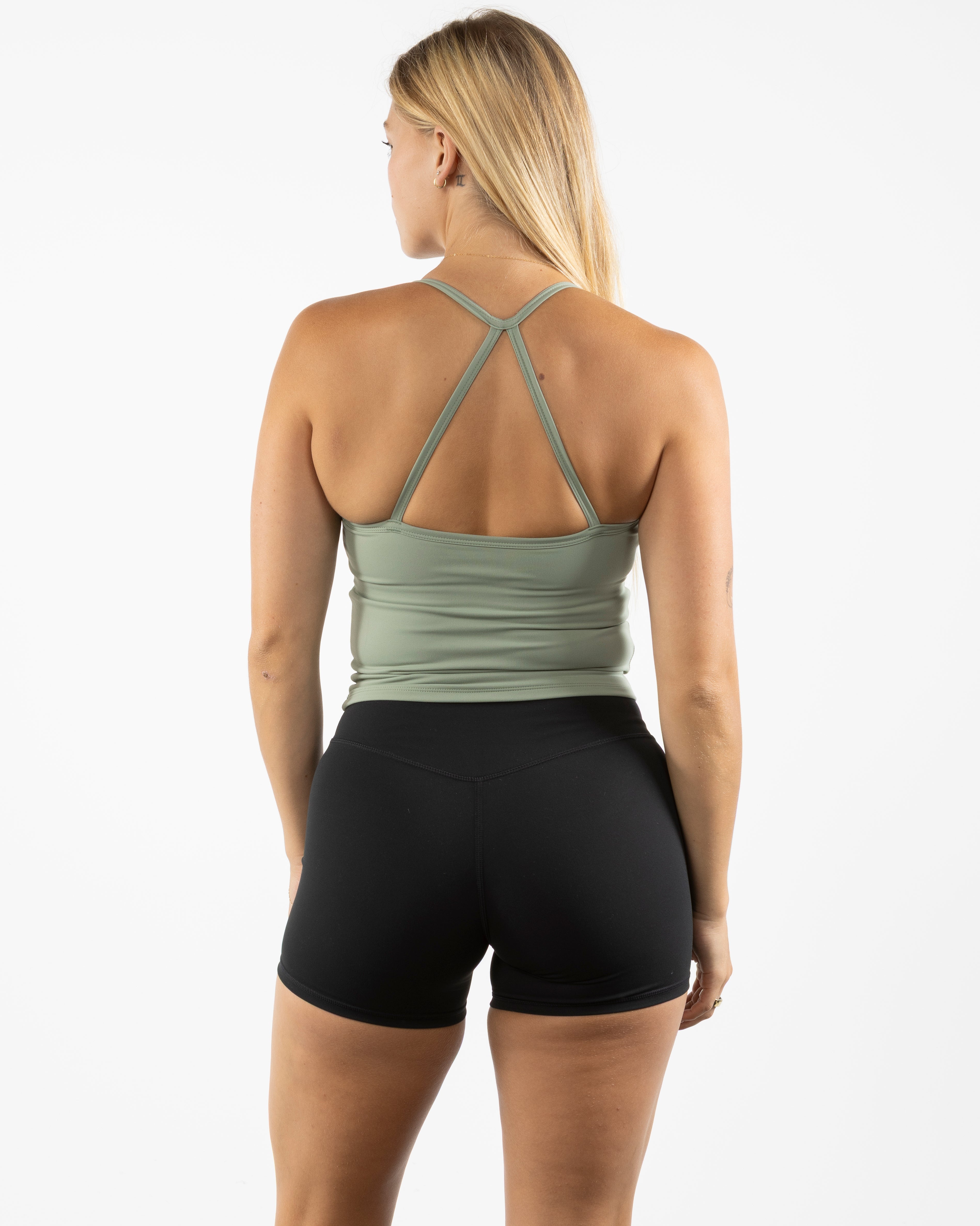 The Womens Sporty Tank - Green - Movement Pilates Buffalo - Center Chest Stacked - Printed - White
