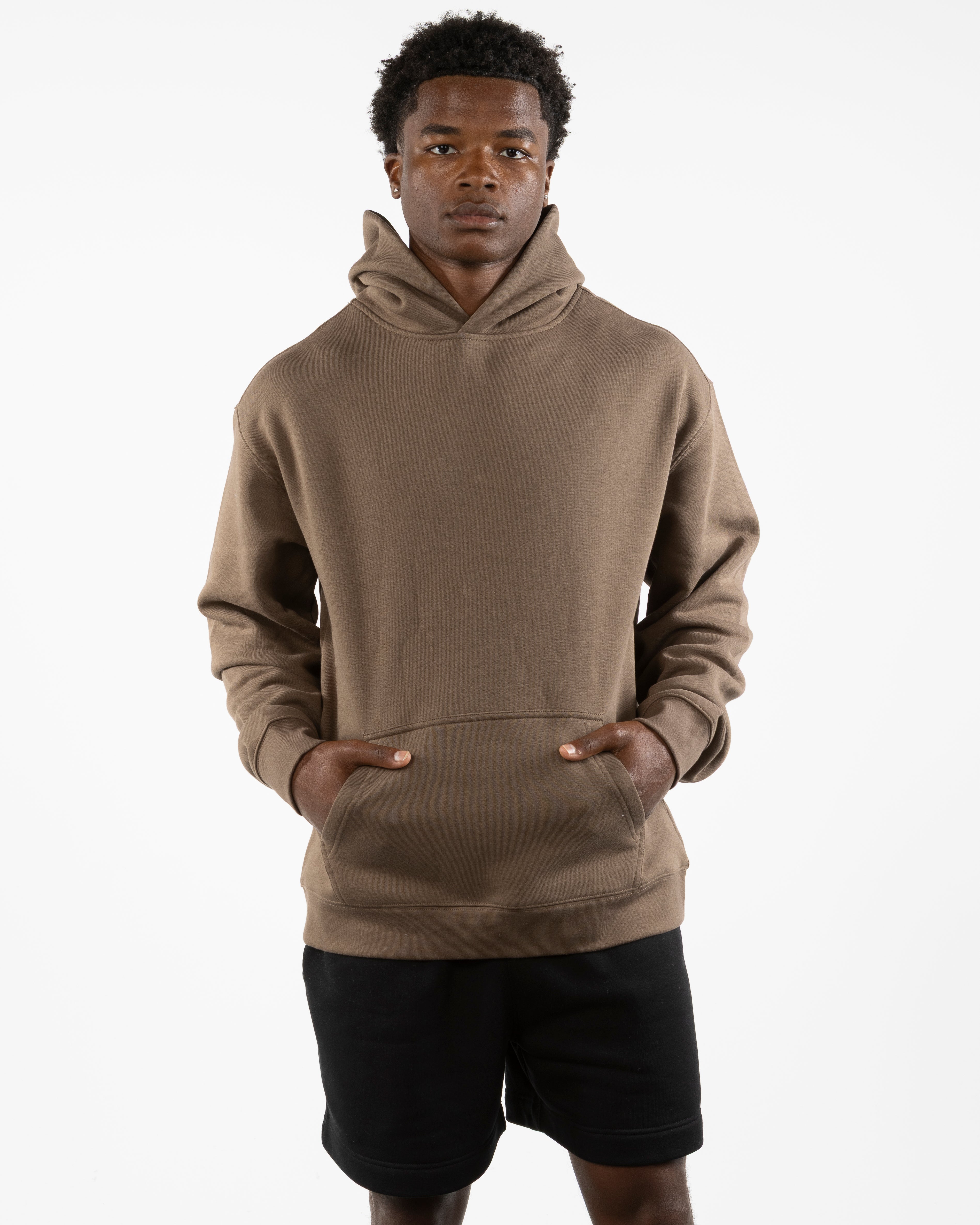 The Mens Hoodie - Walnut - Lagree Versa - Left Chest Stacked & Back Stacked - Printed - Off White