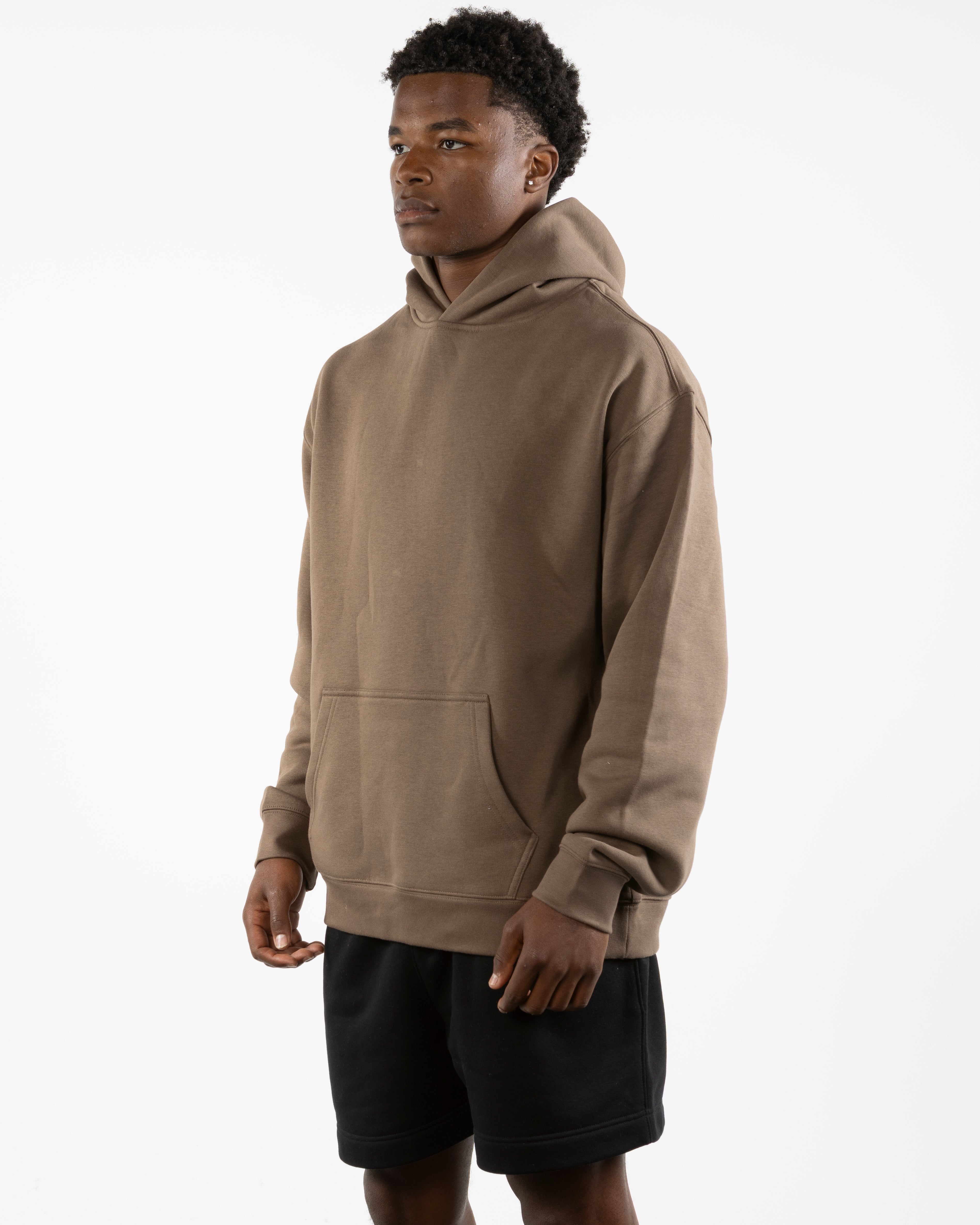 The Mens Hoodie - Walnut - Lagree Versa - Left Chest Stacked & Back Stacked - Printed - Off White