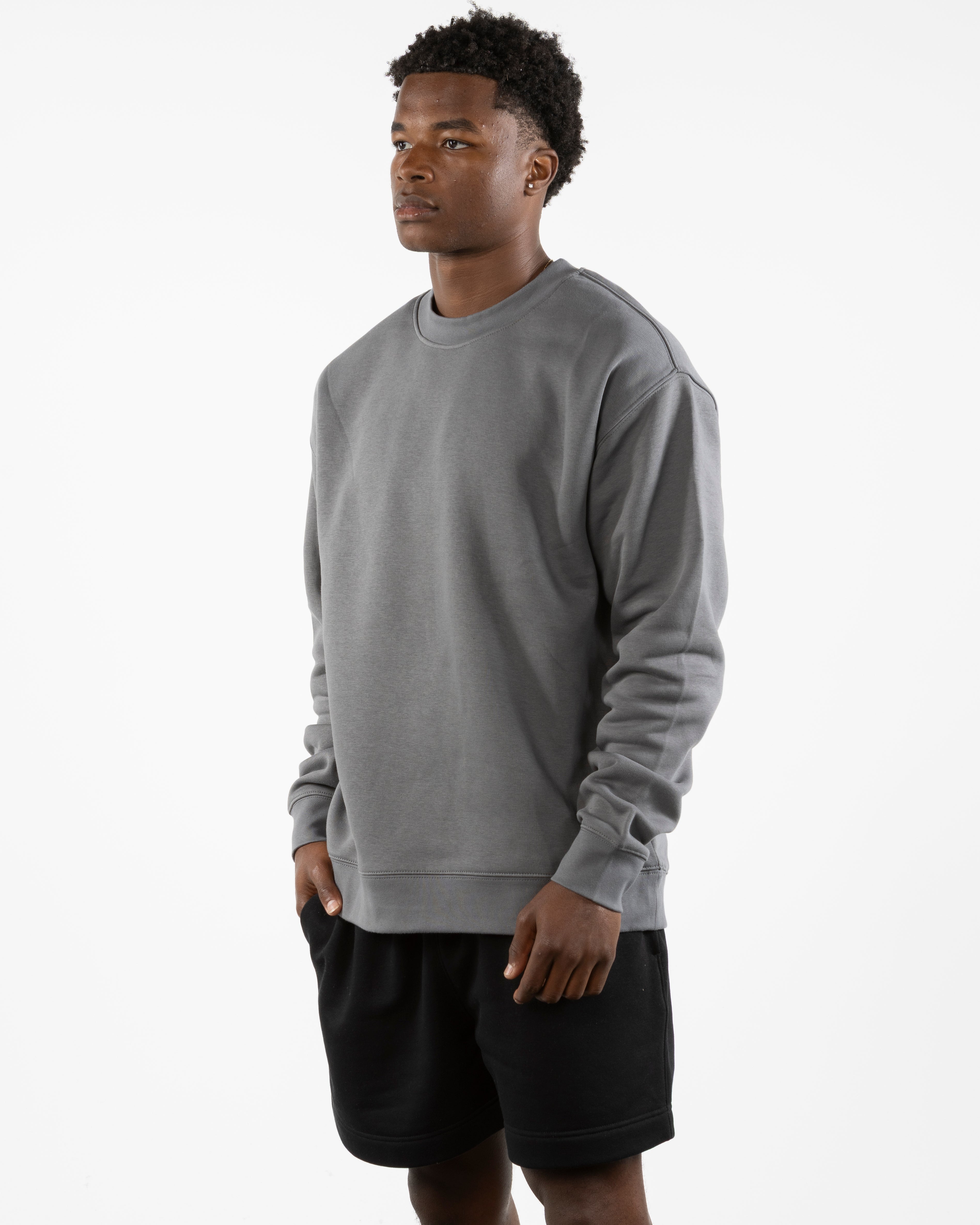 The Mens Crewneck - Shadow - UCSD Health - Left Chest & Back Round "TRUST" - Printed - White