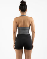 The Halter Tank - Grey - Onyx Fit - Left Chest & Center Back - Printed - Pink