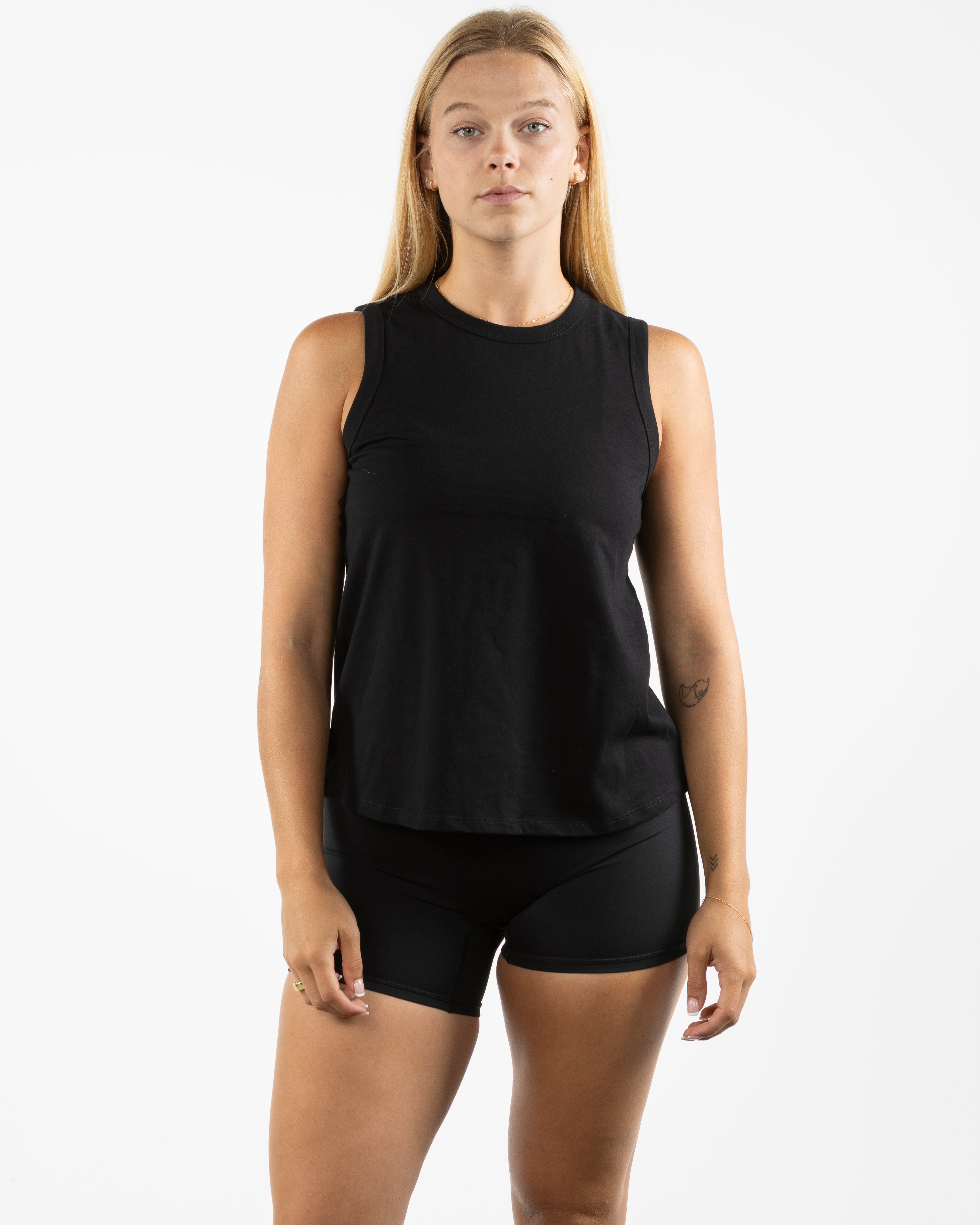 The Classic Full Length Tank - Black - Neighborhood Barre - Center Chest "LOCATION" - Printed - White