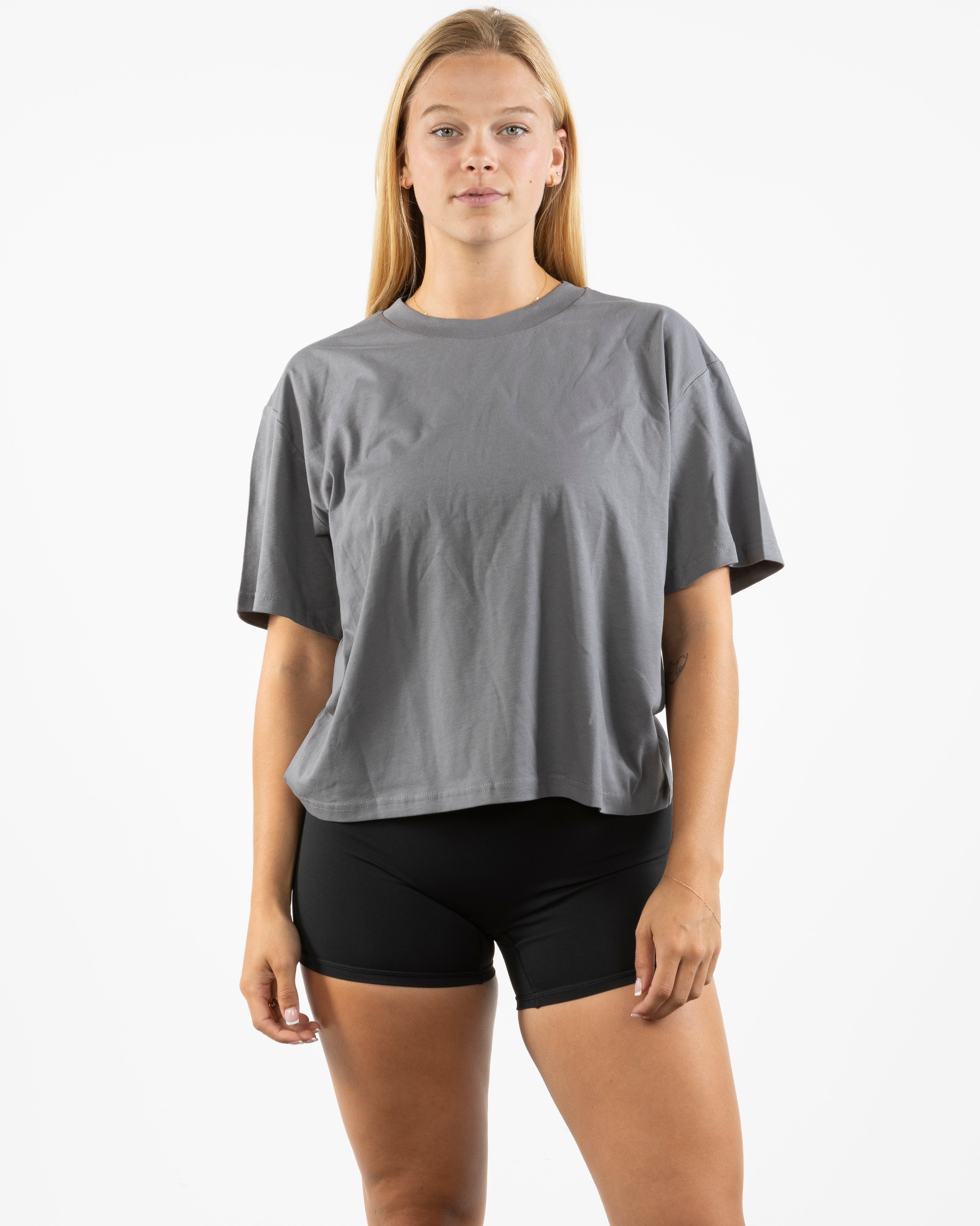 The Womens Oversized Tee - Shadow - ZENERGY CYCLING - Center Chest - Printed - Black