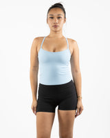 The Womens Sporty Tank - Blue - Gladden Gains - Center Chest - Printed - White