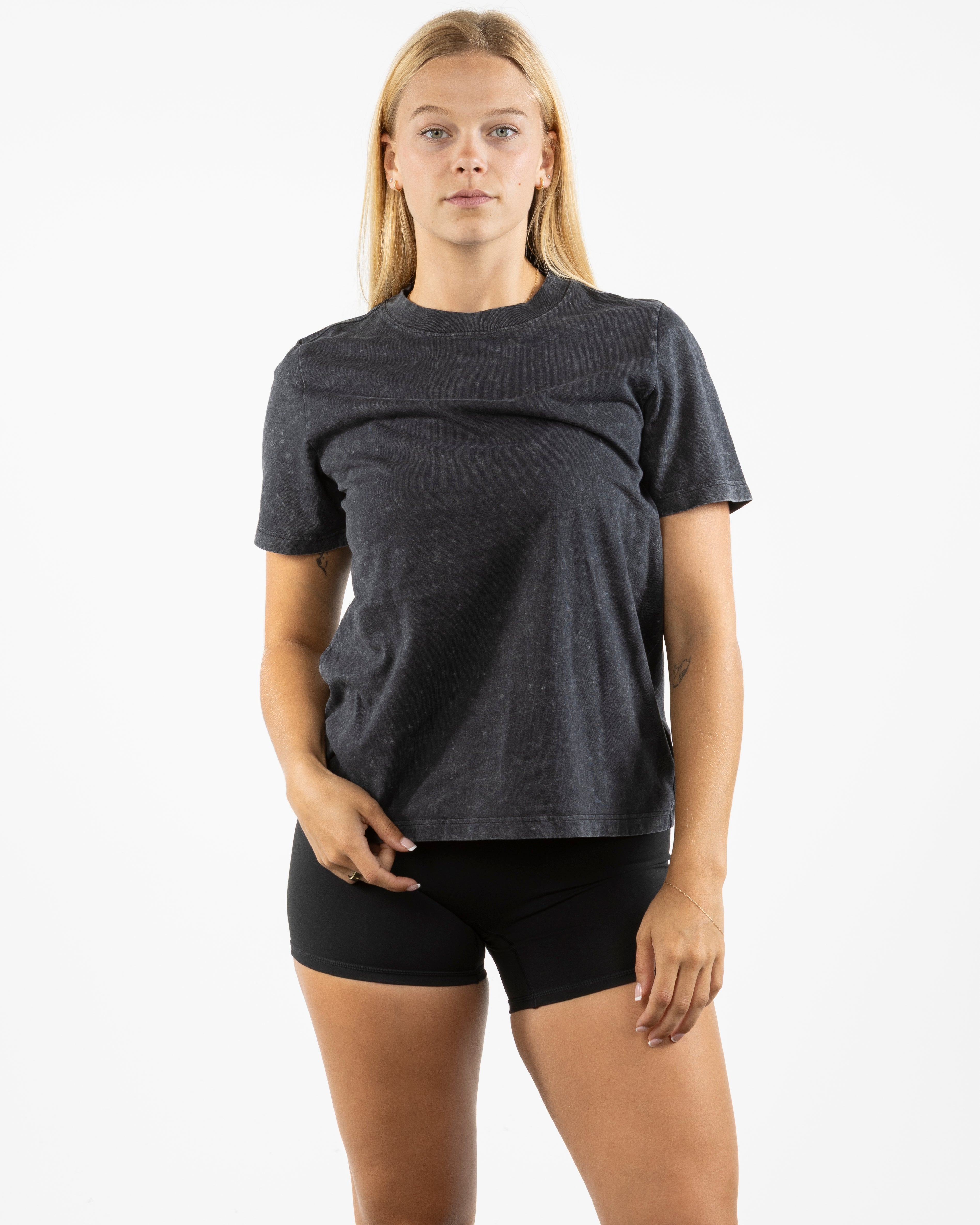 The Womens Heavyweight Tee - Black Stone - BlueCarrot - Left Chest & Back Neckline - Printed - White
