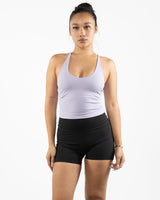 The Sporty Strappy Tank - Light Purple - Evolve Collective - Center Chest - Printed - White