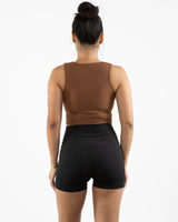 The Square Neck Tank - Brown - Evolve Collective - Center Chest - Printed - White