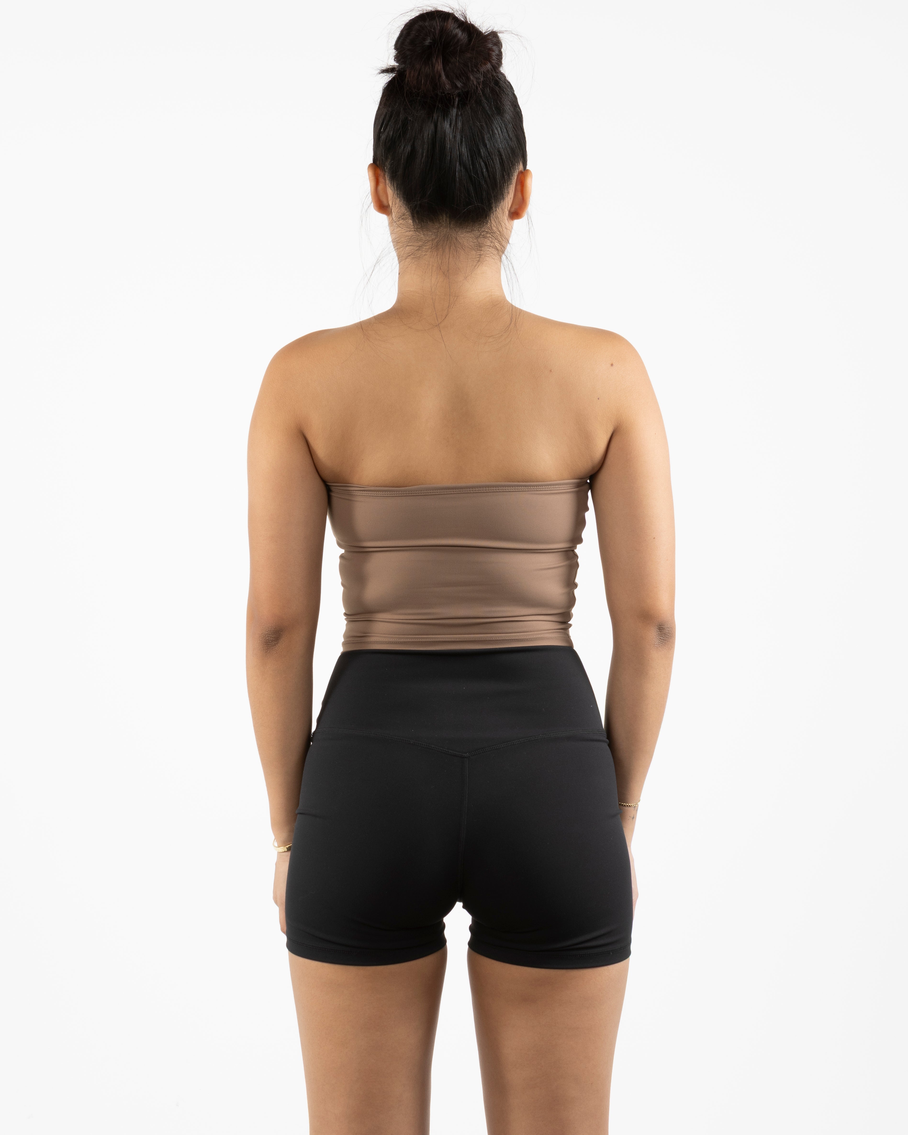 The Sporty Tube Top - Brown - Sultivate - Center Chest & Center Back Logo - Printed - White