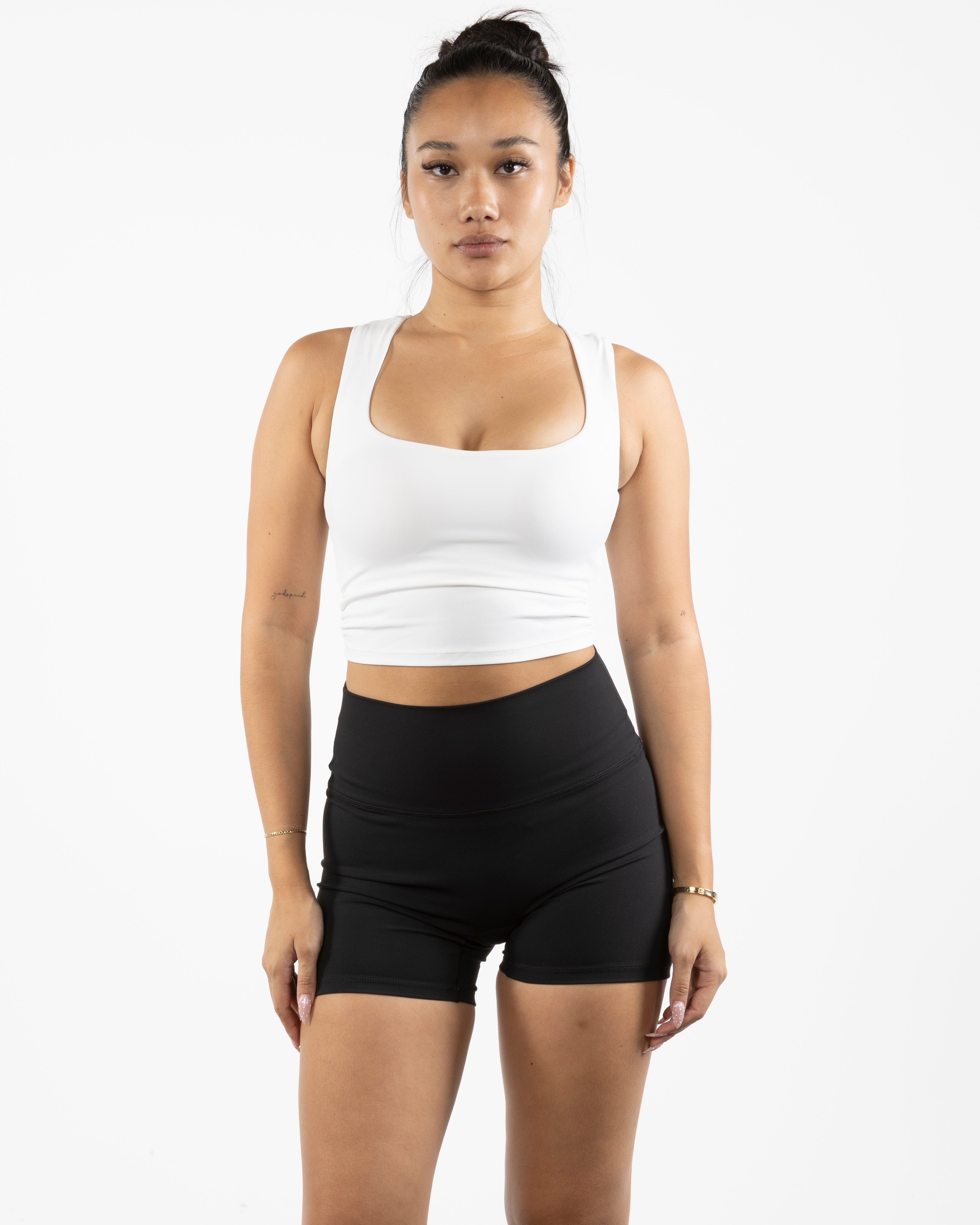 The Square Neck Tank - White - C Wickson - Back Neckline - Printed - Black