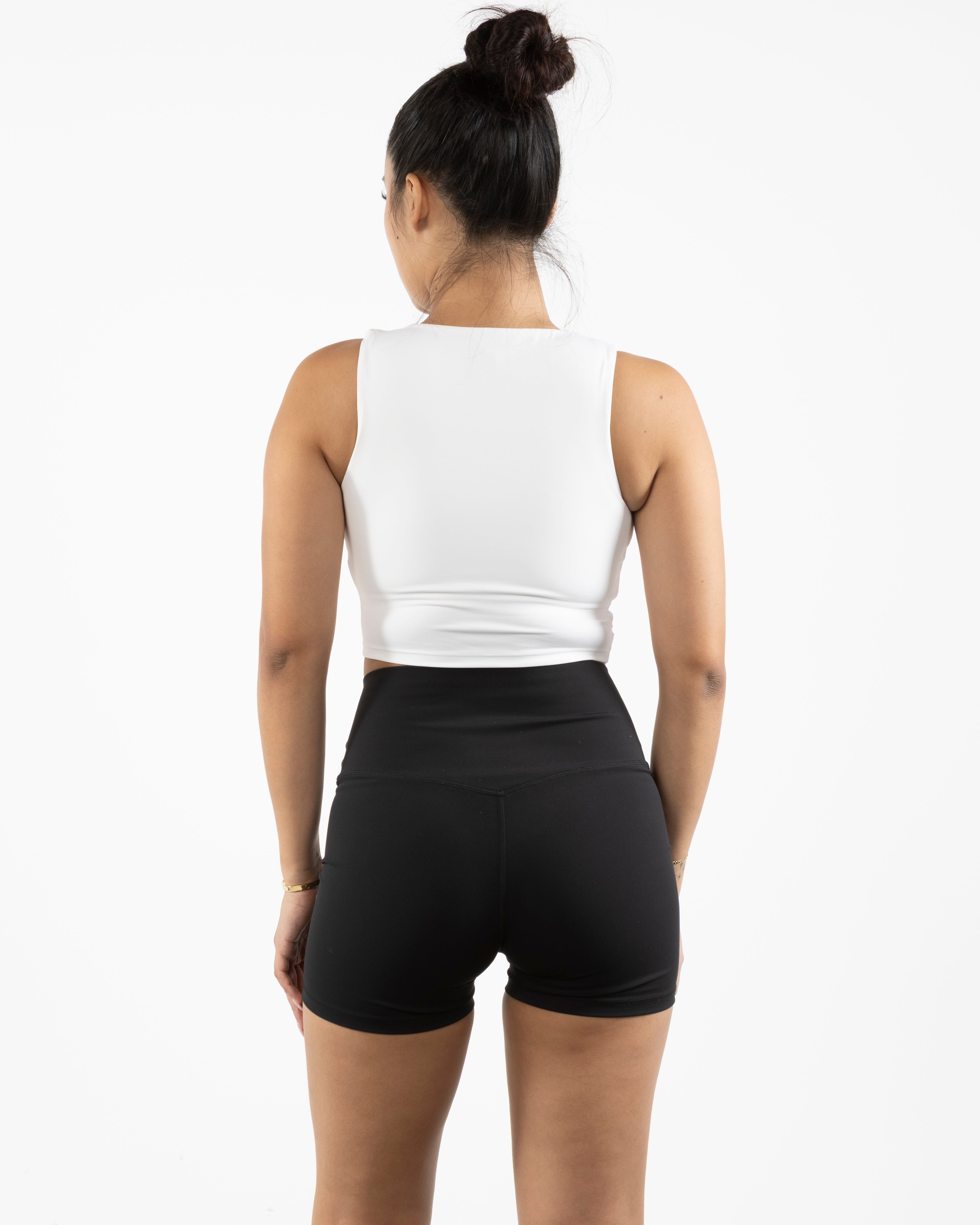 The Square Neck Tank - White - C Wickson - Back Neckline - Printed - Black